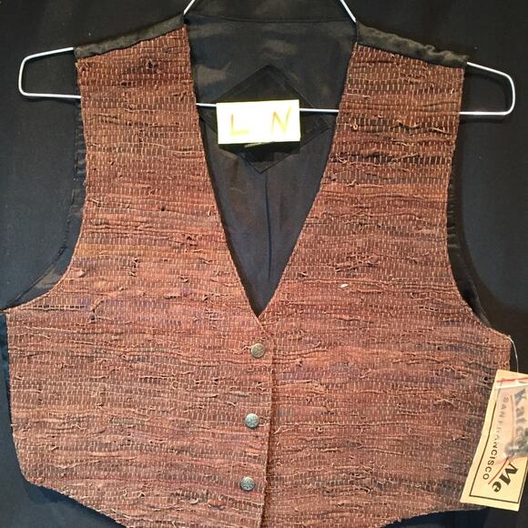 Katch Me Retro Biker NWT Cowboy Vintage Western Brown Suede Leather Vest L N - Picture 3 of 8
